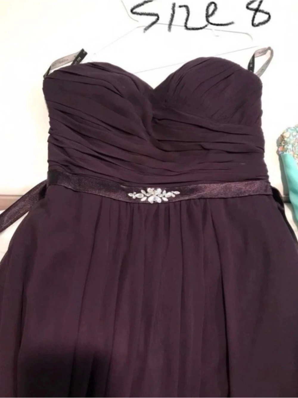 Bill Levkoff Strapless Plum Evening Dress